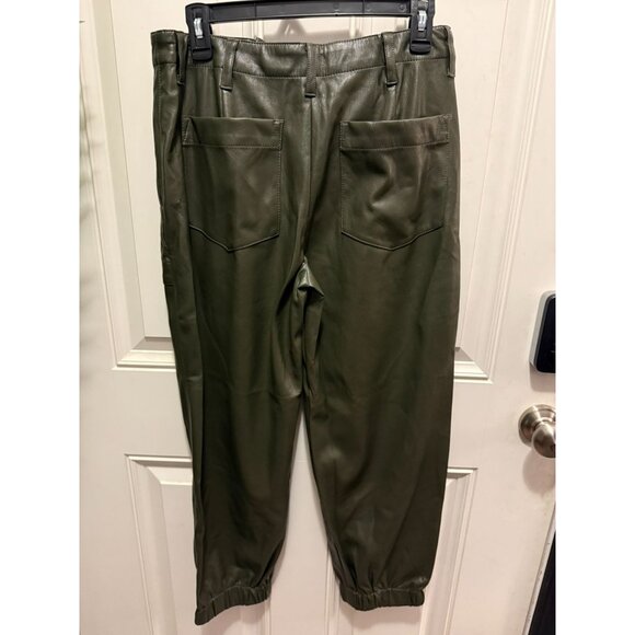 Vegan Leather Olive Green Jogger Pants By Velvet Graham & Spencer Size 6 - Picture 2 of 7